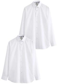 Next Fashion Langarmhemd Slim Fit Hemden 2er-Pack weiß