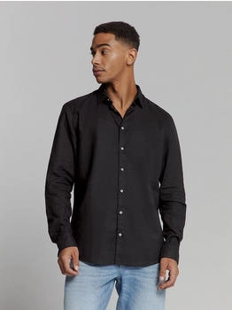 No Excess Leinenhemd casual regular fit schwarz