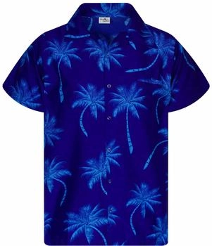 King Kameha Funky-Hawaii-Hemd Palm-Shadow blau türkis