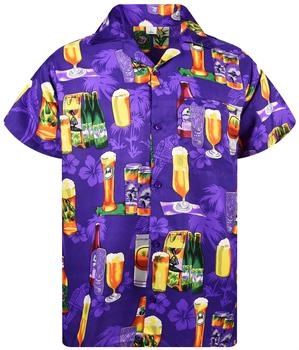 King Kameha Funky Hawaiihemd Beerbottles violett