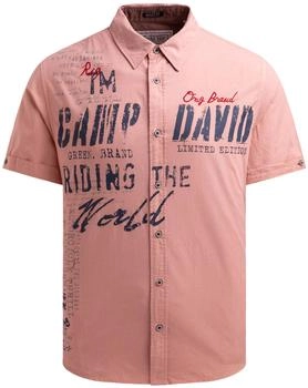 Camp David Kurzarmhemd Label-Prints und Stickereien old peach