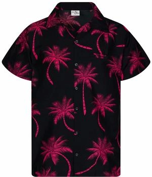 King Kameha Funky-Hawaii-Hemd Palm-Shadow schwarz rot