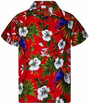 King Kameha Funky Hawaii-Hemd Cherry-Parrot rot