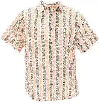 Guru-Shop Kurzarm Freizeithemd beige braun Baumwolle