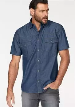 Arizona Jeans Jeanshemd Kurzarm blau blue stone