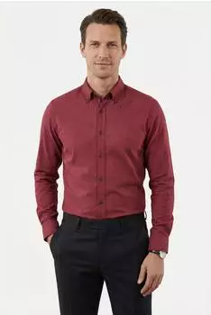 OLYMP Langarmhemd Button-down-Kragen regular fit casual rot