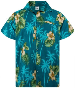 King Kameha Funky-Hawaii-Hemd small-flower petrol-grün