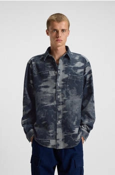 HUGO Ebalto Kentkragen Langarmhemd Jacquard-Muster