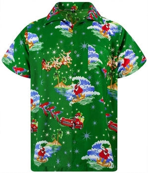 King Kameha Funky-Hawaii-Hemd Weihnachten grün