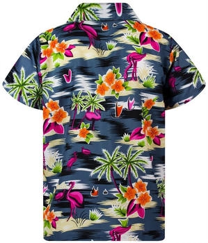 King Kameha Funky Hawaii-Hemd Flamingos schwarz