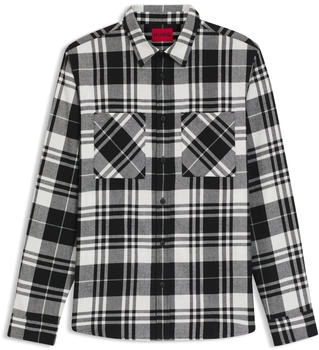 HUGO Kariertes Relaxed-Fit Hemd aus Baumwoll-Flanell Egrin 50549753 schwarz gemustert