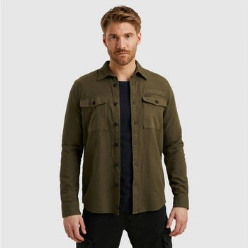 PME Legend Langarmhemd Logo Stickerei grün olive
