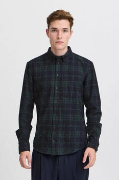 Casual Friday Langarmhemd blau Regular Fit Baumwolle