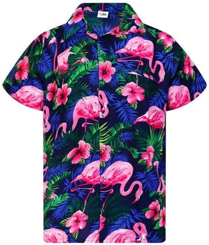 King Kameha Funky Hawaii-Hemd Flamingo-Flowers navy pink