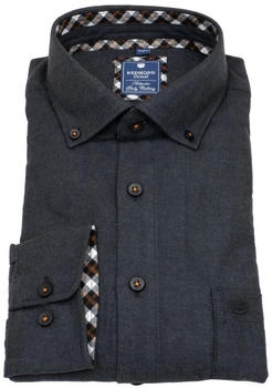 Redmond Flanellhemd Modern Fit dunkelgrau schwarz
