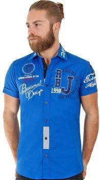 Redbridge Kurzarmhemd auffälligen Stickereien Slim Fit blau schwarz