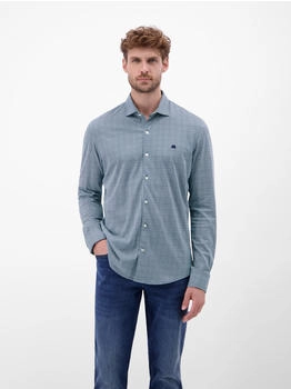 Lerros Langarmhemd Minimal-Karomuster storm blue