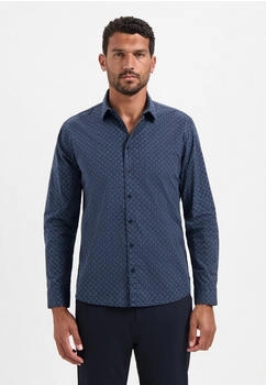 No Excess Stretchhemd Karomuster blau