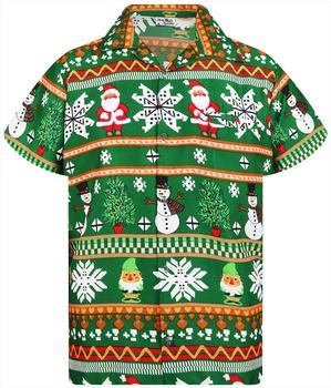 King Kameha Funky-Hawaii-Hemd Christmas-Rows grün