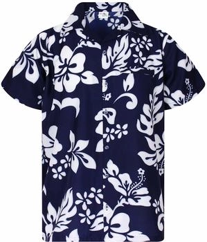King Kameha Funky-Hawaii-Hemd Hibiscus navy-blau