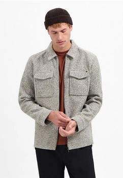 No Excess Langarmhemd Wollreißverschluss grey melange