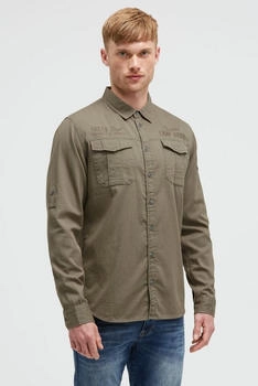 Camp David Cargohemd Rippstruktur und Logo-Stickereien vintage khaki