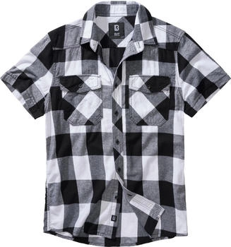 Brandit Check Shirt Herren Kurzarm weiß schwarz
