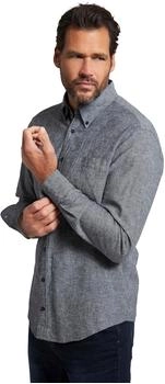 JP 1880 Businesshemd Leinenmix Buttondown-Kragen blau denim
