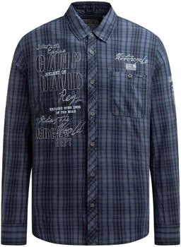Camp David Karohemd Prints Patches und Stickereien blau