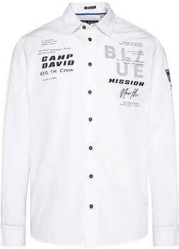 Camp David Strukturiertes Langarmhemd Used Print Opticwhite