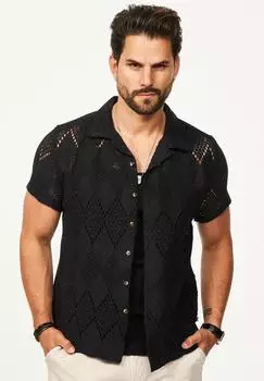 Soulstar Kurzarmhemd im Vintage Summer-Look Strick Hemd Regular-Fit