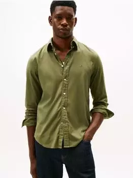 Tommy Hilfiger Flex Flannel Solid Shirt Langarmhemd battle green