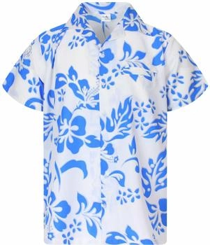 King Kameha Funky-Hawaii-Hemd Hibiscus weiß-türkis