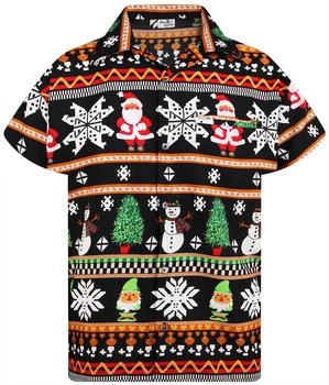King Kameha Funky-Hawaii-Hemd Christmas-Rows schwarz