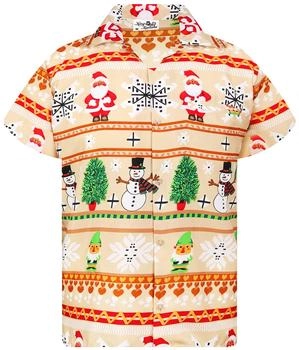 King Kameha Funky-Hawaii-Hemd Christmas-Rows beige