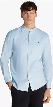 Tommy Hilfiger Linen Blend Mao Collar Shirt breezy blue