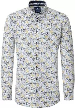 Redmond Comfort Fit Hemd gelb blau bedruckt