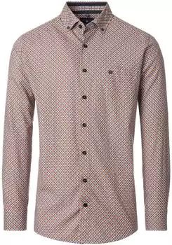 Redmond Hemd Modern Fit Button Down Print orange grau