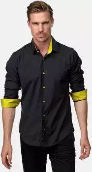 Rusty Neal Langarmhemd schwarz gelb
