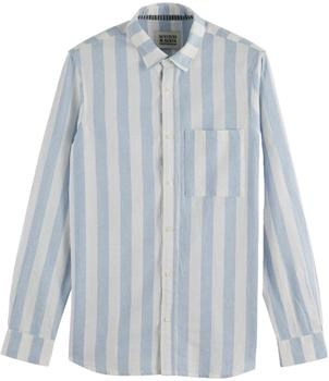 Scotch & Soda Leinenhemd Streifen hellblau dunkelblau
