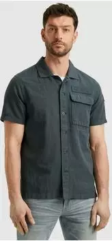 PME Legend Kurzarmhemd 'Short Sleeve Shirt Ctn linen' grün dark slate