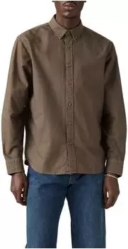 Levi's Langarmhemd 'AUTHENTIC BUTTON DOWN' khaki Logostickerei