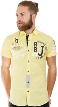 Redbridge Kurzarmhemd auffälligen Stickereien slim fit gelb