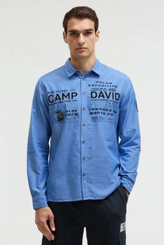 Camp David Hemd Regular Fit Langarm blau/schwarz