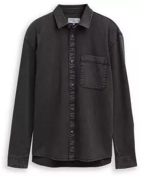 Tom Tailor Denim Relaxed Fit Hemd mit Brusttasche schwarz