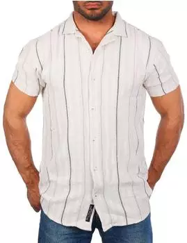 Carisma Regular Kurzarmhemd Kentkragen Gestreift (9307) sandbeige