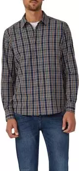 s.Oliver Regular Fit: Kariertes Baumwoll-Hemd mit Kentkragen blau 2168131.59N5.