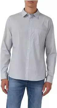 s.Oliver Slim Fit: Fein gemustertes Baumwollhemd mit Kentkragen weiß 2169484.01A0.