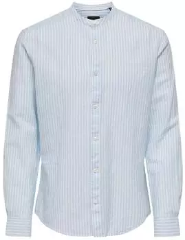 Only & Sons Caiden LS MAO Stripe Linen Shirt NOOS (2000025884881) cashmere blau