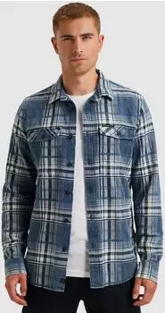 PME Legend Langarmhemd mit Karomuster blau